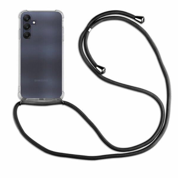 Handykette für Samsung Galaxy A25 – Handyhülle mit Band Schwarz