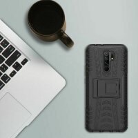 Schutz Hülle Xiaomi Handy Tasche Case Cover Silikon Schale Outdoor Handyhülle BF Xiaomi Redmi 9 Schwarz