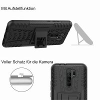 Schutz Hülle Xiaomi Handy Tasche Case Cover Silikon Schale Outdoor Handyhülle BF Xiaomi Redmi 9 Schwarz