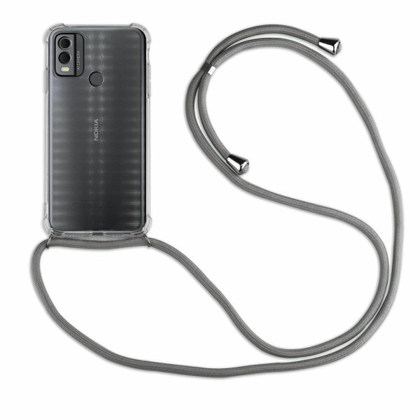 Handykette für Nokia C22 Handyhülle mit Band Umhängehülle mit Band Hülle Cover  Grau