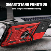 Outdoor Panzer Hülle Motorola Moto G14 Handyhülle mit Kameraschutz Ringhalter Rot