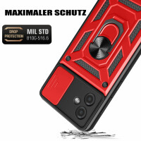 Outdoor Panzer Hülle Motorola Moto G14 Handyhülle mit Kameraschutz Ringhalter Rot
