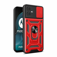 Outdoor Panzer Hülle Motorola Moto G14 Handyhülle mit Kameraschutz Ringhalter Rot