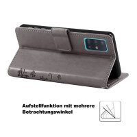 Handy Tasche für Samsung Galaxy A51 SM-A515 Hülle Case Buchhülle Klapphülle TPU Blume Grau