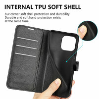 Handyhülle für Apple iPhone 15 Pro Max - Klapphülle PU-Leder Schwarz