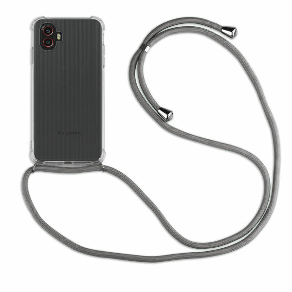 Handykette für Samsung Galaxy Xcover 6 Pro Handyhülle mit Band Hülle mit Kordel Grau