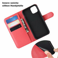 Apple iPhone 11 Hülle Handy Tasche Flip Case Schutzhülle Schale Etui Buchhülle  PU-Leder Rot