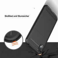 Huawei Y5 2019 Carbon Hülle Schutzhülle TPU Bumper Outdoor Handy Tasche Cover