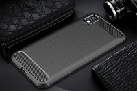 Huawei Y5 2019 Carbon Hülle Schutzhülle TPU Bumper Outdoor Handy Tasche Cover