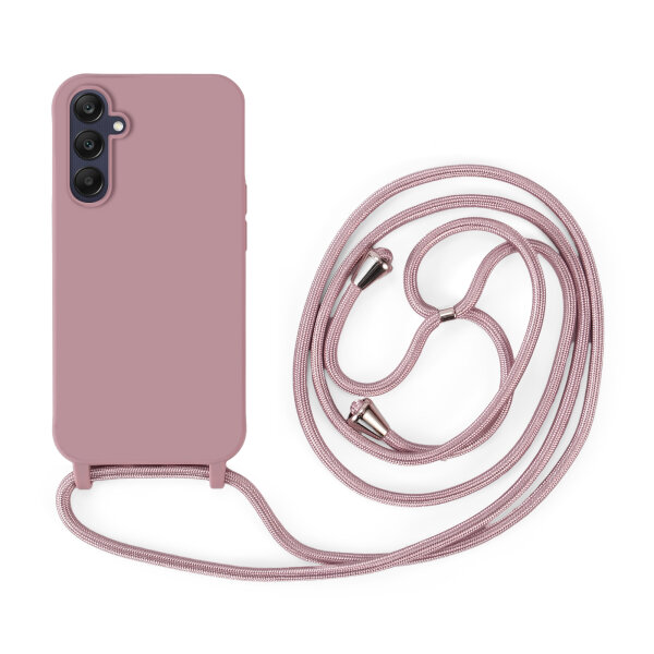 Handykette für Samsung Hanyhülle mit Band Hülle mit Kodel Smartphone Halskette Galaxy A25 Rosa