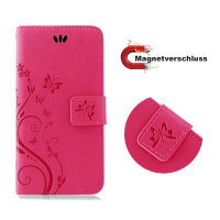Huawei Handy Tasche Handyhülle Schutz Hülle Blumen Flip Cover Buch Case Etui Huawei P40 Pro Pink