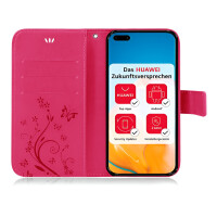 Huawei Handy Tasche Handyhülle Schutz Hülle Blumen Flip Cover Buch Case Etui Huawei P40 Pro Pink