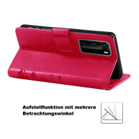 Huawei Handy Tasche Handyhülle Schutz Hülle Blumen Flip Cover Buch Case Etui Huawei P40 Pro Pink