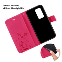 Huawei Handy Tasche Handyhülle Schutz Hülle Blumen Flip Cover Buch Case Etui Huawei P40 Pro Pink