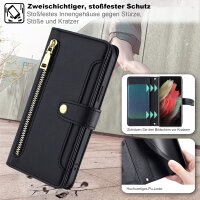 Handykette für Samsung Galaxy S21 Ultra – Handyhülle mit Band PU-Leder Schwarz