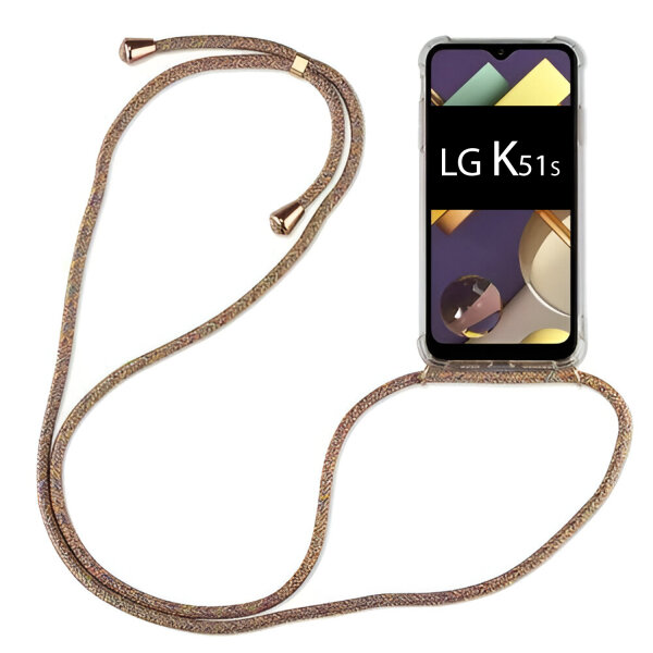 Handy Hülle mit Band Schutzhülle Handykette Seil Silikon Handy Tasche mit Schnur LG K51S Rainbow