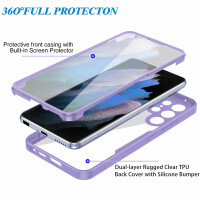 Handyhülle für Samsung Galaxy S21 Ultra – 360° Panzer Case mit Displayschutz Lila