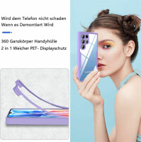 Handyhülle für Samsung Galaxy S21 Ultra – 360° Panzer Case mit Displayschutz Lila