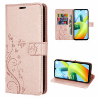 Hülle Xiaomi Redmi A1, Handy Tasche Handyhülle Flip Wallet Case Klapphülle Etui Rosegold