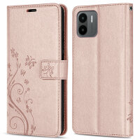 Hülle Xiaomi Redmi A1, Handy Tasche Handyhülle Flip Wallet Case Klapphülle Etui Rosegold