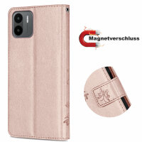 Hülle Xiaomi Redmi A1, Handy Tasche Handyhülle Flip Wallet Case Klapphülle Etui Rosegold