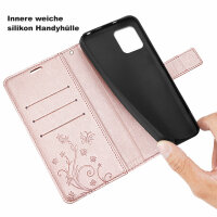 Hülle Xiaomi Redmi A1, Handy Tasche Handyhülle Flip Wallet Case Klapphülle Etui Rosegold