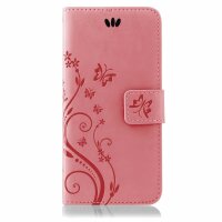 Huawei Handy Tasche Handyhülle Schutz Hülle Blumen Flip Cover Buch Case Etui Huawei P8 Lite 2017 Rosa