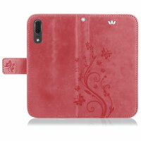 Huawei Handy Tasche Handyhülle Schutz Hülle Blumen Flip Cover Buch Case Etui Huawei P8 Lite 2017 Rosa