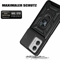 Outdoor Panzer Hülle Motorola Moto G13 / G23 / G53 mit Kameraschutz Ringhalter Schwarz