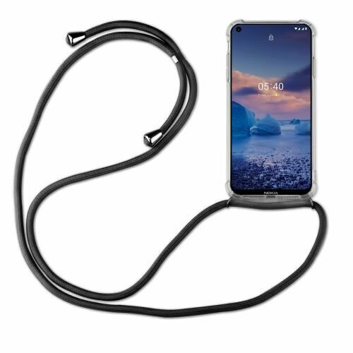 Handy Hülle mit Band Schutzhülle Handykette Seil Silikon Handy Tasche mit Schnur Nokia 5.4 Schwarz