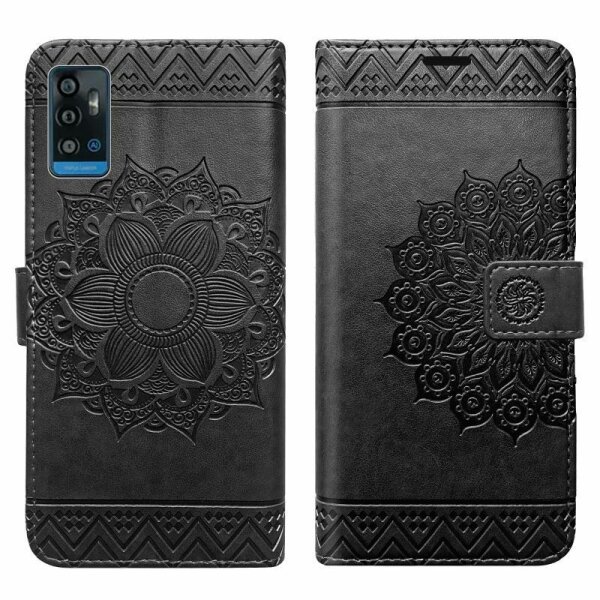 Handyhülle für ZTE Blade A71 – Klapphülle Mandala Schwarz