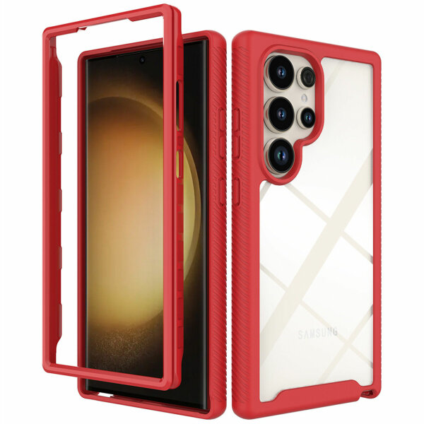 Hülle für Samsung Galaxy S24 Ultra Handyhülle 2 Teilig Bumper Case Kantenschutz Rot