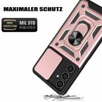 Outdoor Panzer Hülle für Samsung Galaxy S23 FE mit Kameraschutz Ringhalter Case Rosegold