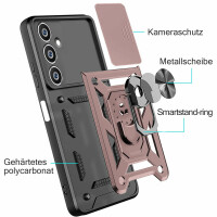 Outdoor Panzer Hülle für Samsung Galaxy S23 FE mit Kameraschutz Ringhalter Case Rosegold