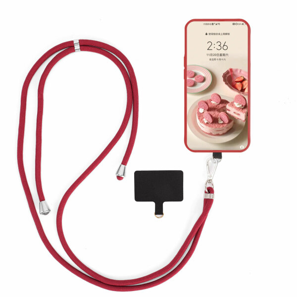 Handykette Universal + Farbauswahl + zum Umhängen für Handyhülle Hülle Cover  Wein-Rot