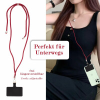 Handykette Universal + Farbauswahl + zum Umhängen für Handyhülle Hülle Cover  Wein-Rot