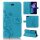 Huawei Handy Tasche Handyhülle Schutz Hülle Blumen Flip Cover Buch Case Etui Huawei Y6 2018 Blau