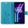 Huawei Handy Tasche Handyhülle Schutz Hülle Blumen Flip Cover Buch Case Etui Huawei Y6 2018 Blau