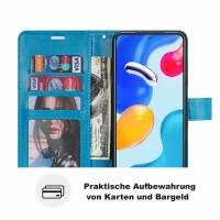 Hülle für Xiaomi Redmi Note 11 / 11S, Schutzhülle Klapphülle Handy Tasche Etui Blau