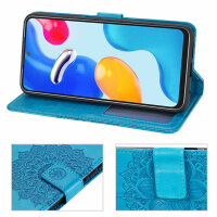 Hülle für Xiaomi Redmi Note 11 / 11S, Schutzhülle Klapphülle Handy Tasche Etui Blau