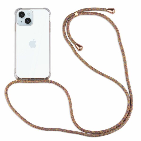 Handykette für Apple iPhone 15 Serie Hülle Handyhülle mit Band Hülle mit Kordel Rainbow iPhone 15