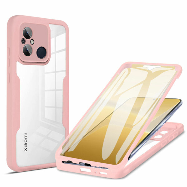 360° Grad Hülle Xiaomi Redmi 12C Rundum vollschutz Integriertem Displayschutz Rosa