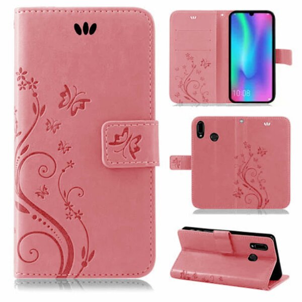 Huawei Handy Tasche Handyhülle Schutz Hülle Blumen Flip Cover Buch Case Etui Huawei P Smart 2019 / Honor 10 Lite Rosa