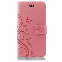 Huawei Handy Tasche Handyhülle Schutz Hülle Blumen Flip Cover Buch Case Etui Huawei P Smart 2019 / Honor 10 Lite Rosa