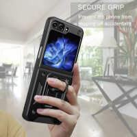 Outdoor Panzer Hülle für Samsung Galaxy Z Flip 5 mit Kameraschutz Ringhalter  Schwarz