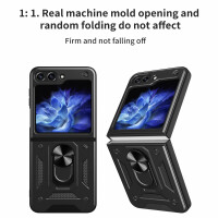Outdoor Panzer Hülle für Samsung Galaxy Z Flip 5 mit Kameraschutz Ringhalter  Schwarz