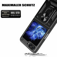 Outdoor Panzer Hülle für Samsung Galaxy Z Flip 5 mit Kameraschutz Ringhalter  Schwarz