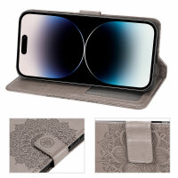 Handyhülle für Apple iPhone 14 Pro Max – Mandala Case Grau