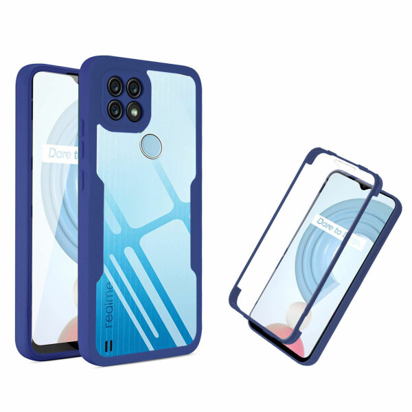 360° Grad Hülle Realme C21Y/ C25Y Panzer vollschutz Integriertem Displayschutz Blau