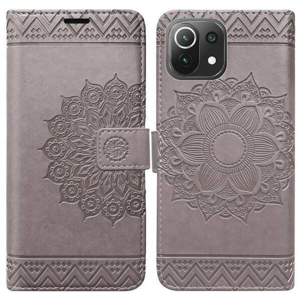 Hülle Xiaomi Mi 11 Lite 4G / 5G / NE, Handy Tasche Flip Case Etui Schale Wallet  Grau